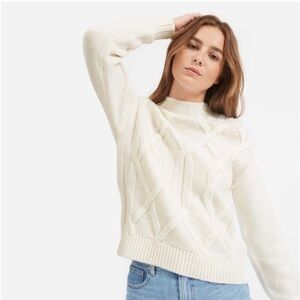 Everlane 100% Wool Cable Knit Mock-Neck Cream Sweater - Women’s M